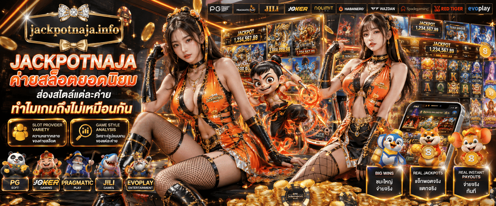 JACKPOTNAJA ค่ายสล็อตยอดนิยม เปรียบเทียบสไตล์เกมและความแตกต่างของแต่ละค่าย